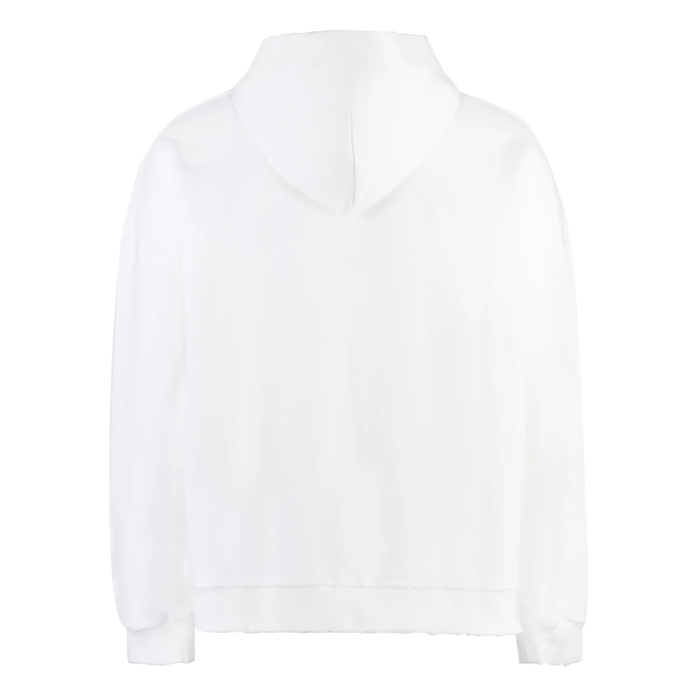 Palm Angels Katoenen Zip Hoodie met Zakken White Heren