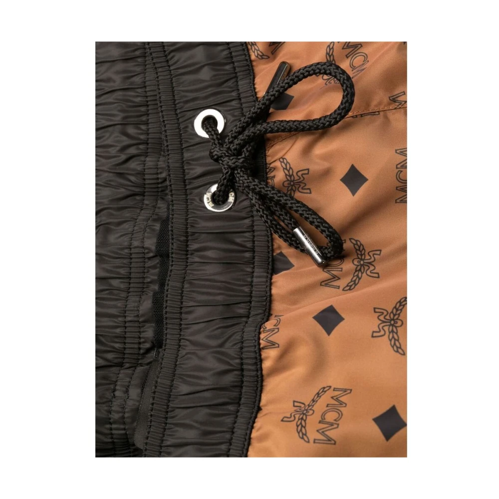 MCM Monogram Strandkleding met Trekkoord Tailleband Brown Heren