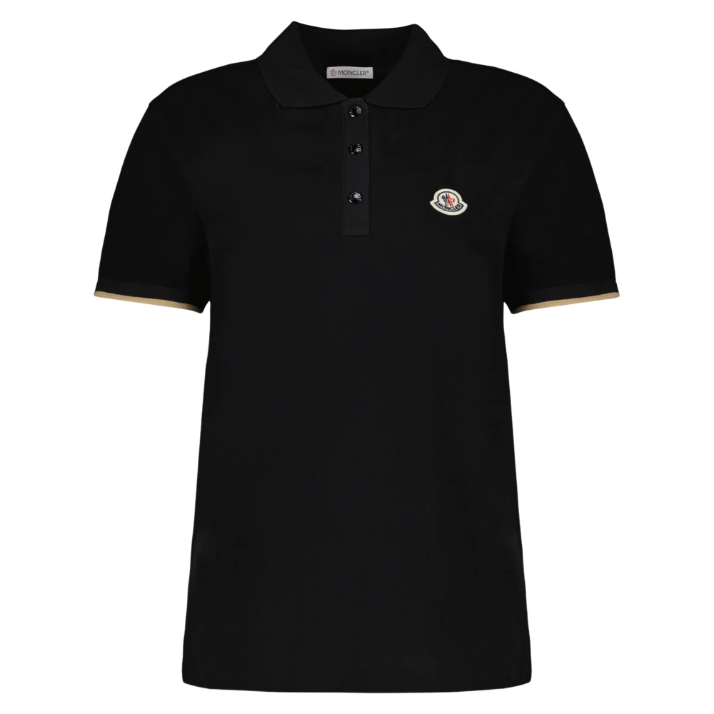 Moncler Zwart Logo Polo Shirt Black Dames