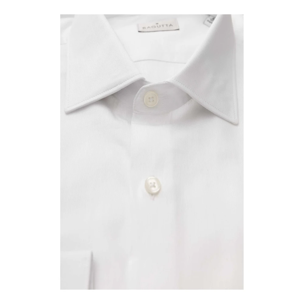 Bagutta Heren Katoenen Overhemd Effen Kleur White Heren