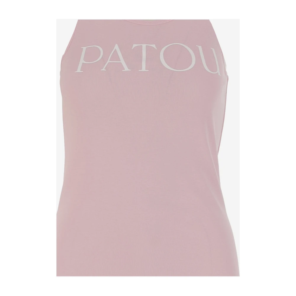 Patou Logo Tank Top Roze Wit Katoen Pink Dames