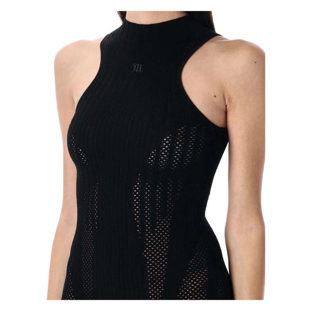 Misbhv Geribbelde Halter Mini Jurk met Logo Black Dames