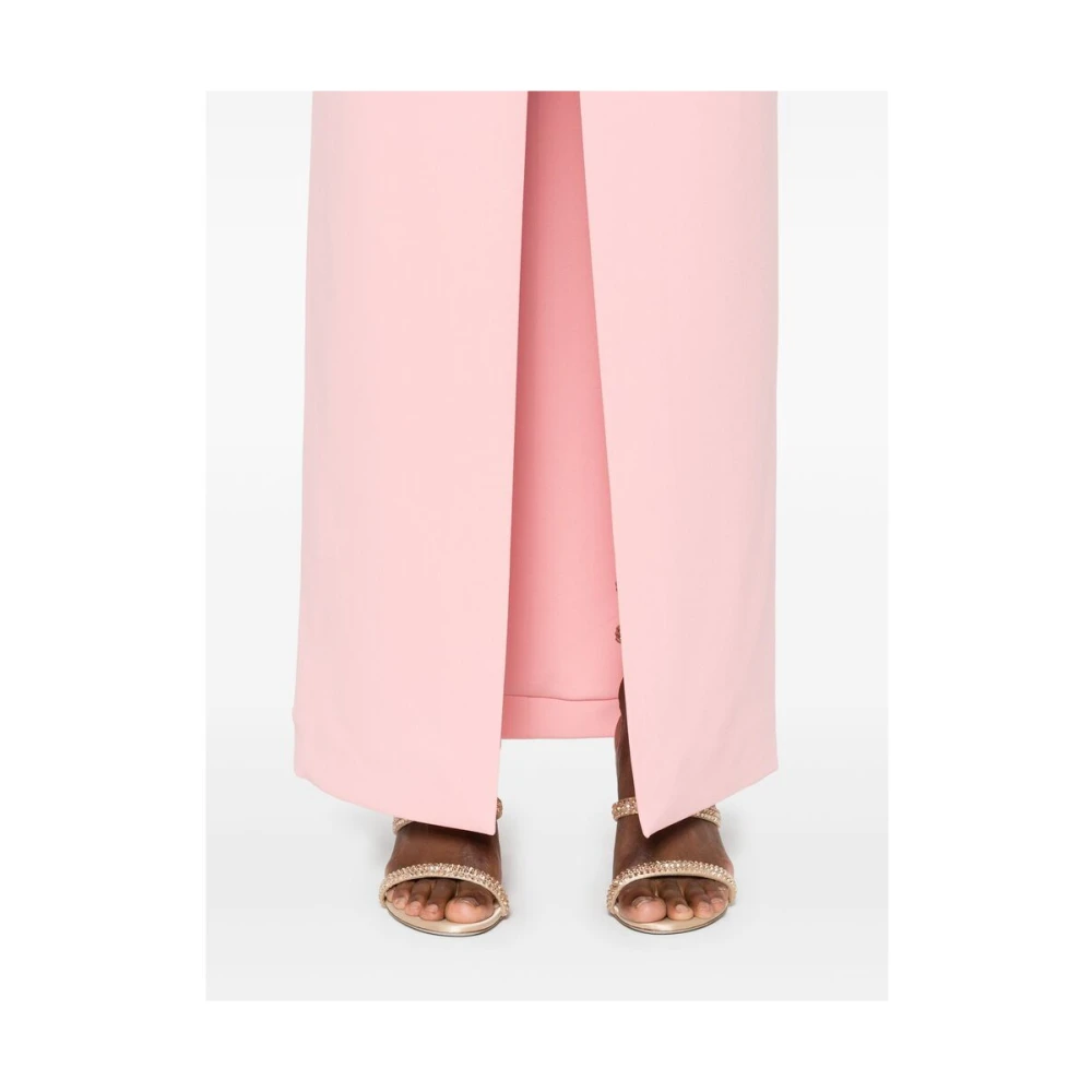 Solace London Roze Strapless Crepe Jurk met Split Pink Dames