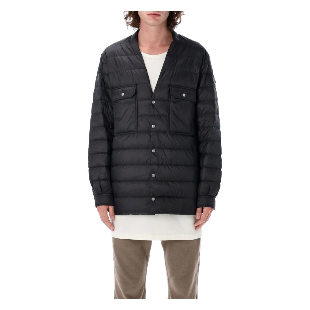 Moncler Zwarte Down Outer Shirt Aw24 Black Heren