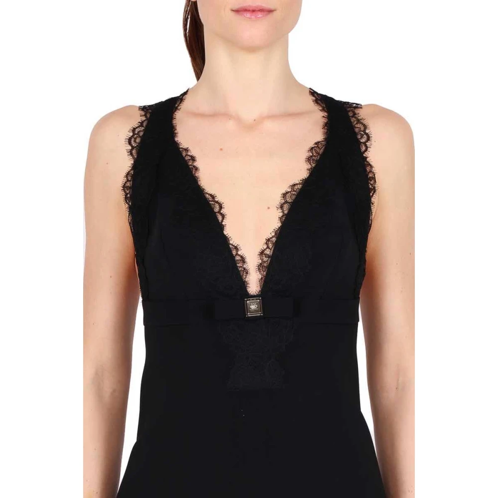 Elisabetta Franchi Zwarte Kant Mini Jurk Black Dames