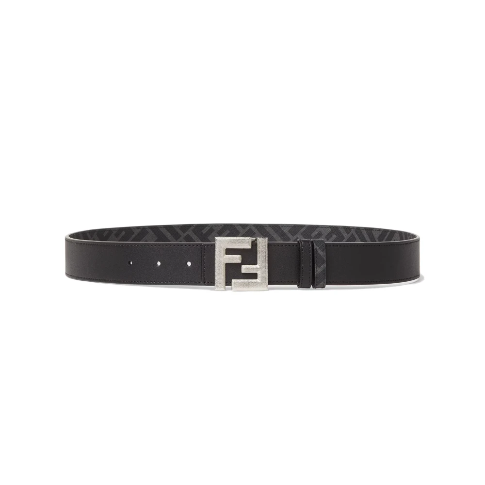 Fendi Mannelijk Zwart Accessoires Heren, 100 Cm, Leer, Omkeerbare Riem Met Vierkante Ff Gesp