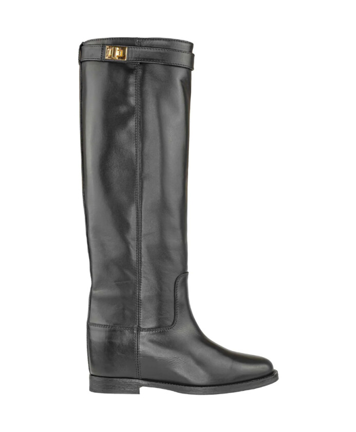 bottes-a-talon-compense-en-cuir-noir