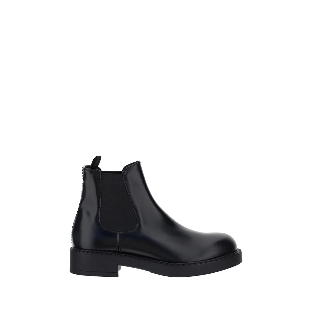 Prada Men's Black Chelsea Boots,, Chocolate Leather Ankle Boots Size 5