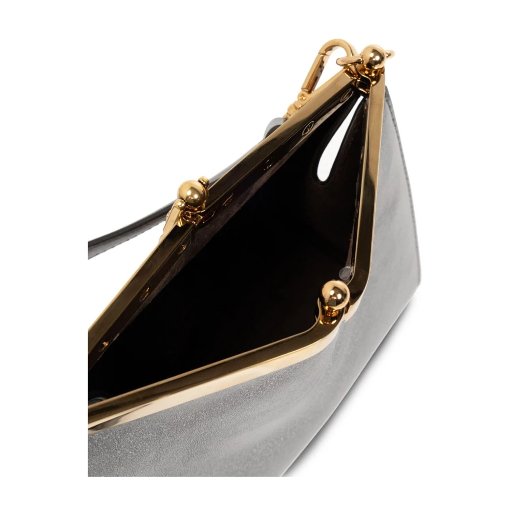 ETRO Metallic Finish Schoudertas met Logo Bedel Gray Dames