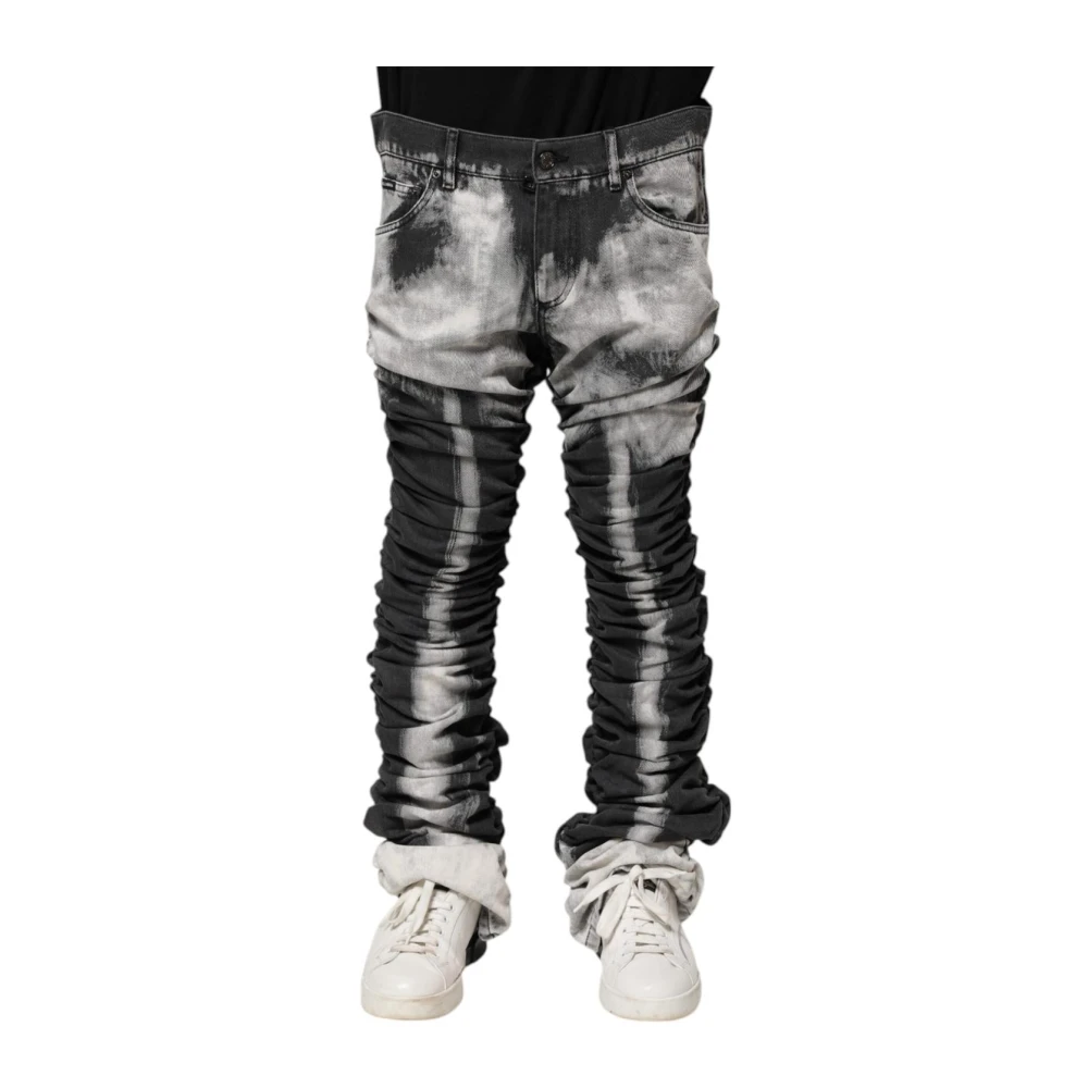 Dolce & Gabbana Men's Black Tie-Dye Slim Jeans