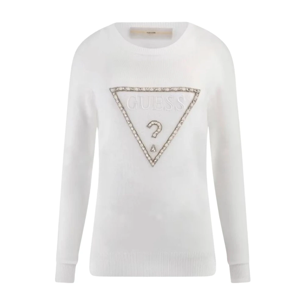 Guess Triangle Logo Dames Top Herfst Winter Collectie White Dames