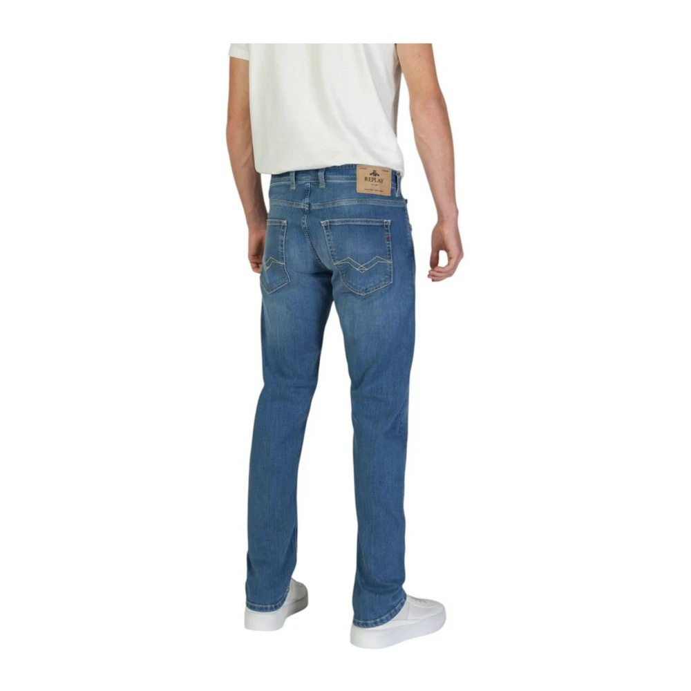 Replay Blauwe Katoenen Regular Loose Jeans Collectie Blue Heren