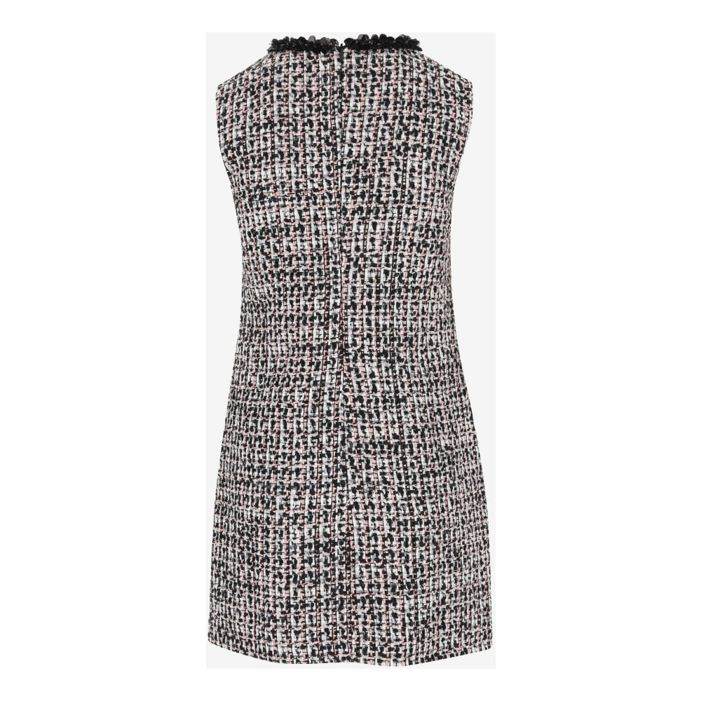 Self Portrait Paillet Drop Hals Bouclé Mini Jurk Black Dames