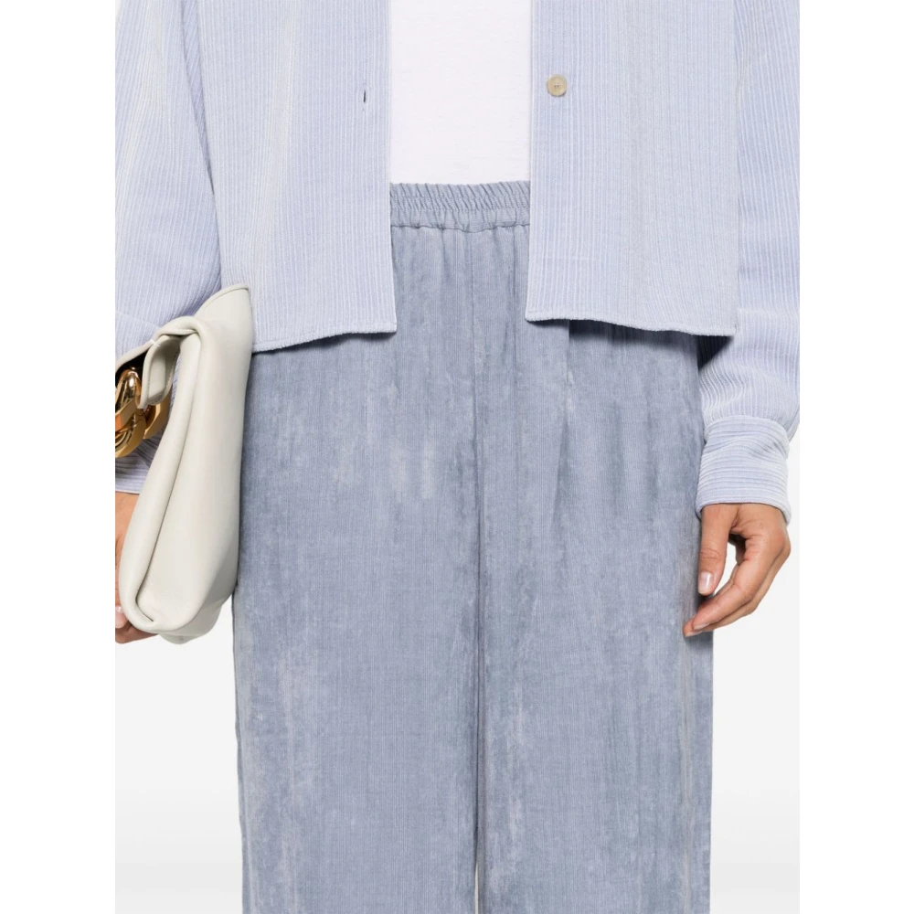 Forte Wijde Pijp Fluwelen Broek Grigio Blue Dames