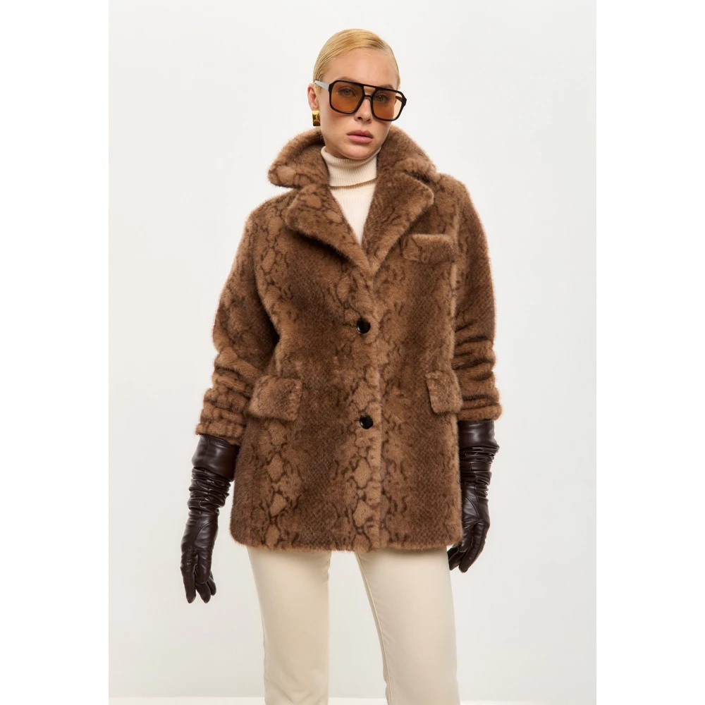 Cesare Gaspari Faux Fur & Shearling Jackets Brown Dames
