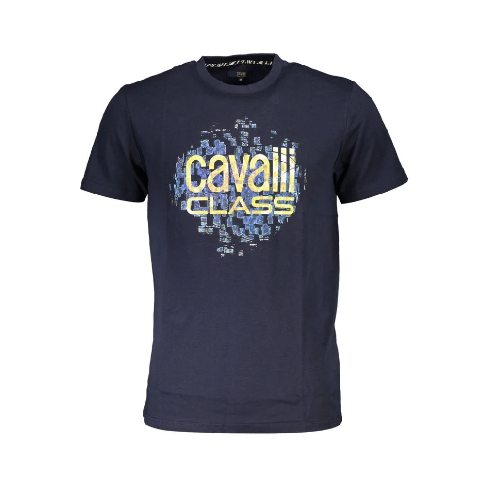 Cavalli Class Gedrukt Logo T-shirt Korte Mouw Ronde Hals Blue Heren
