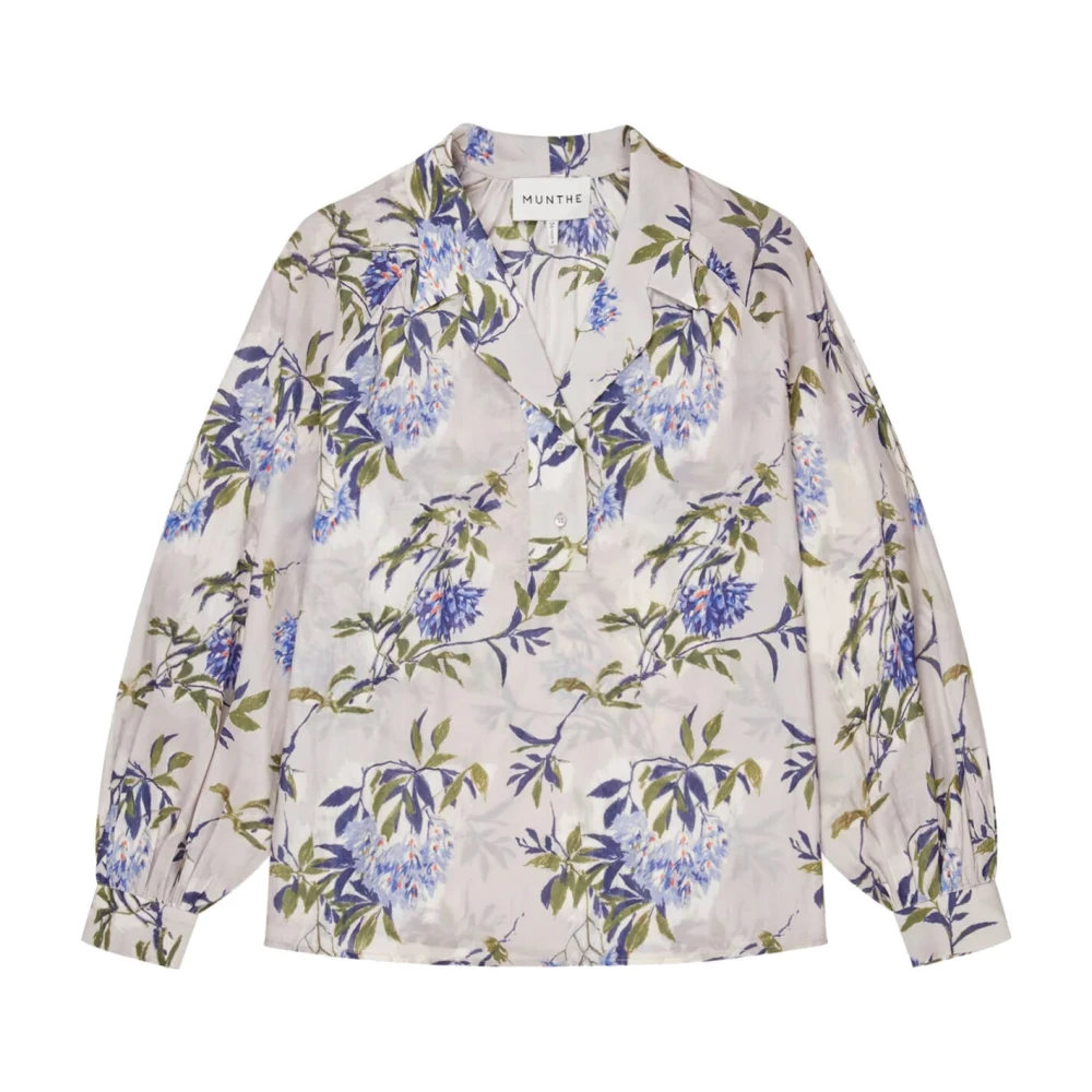 Blomstrete Bluse med Ballongermer