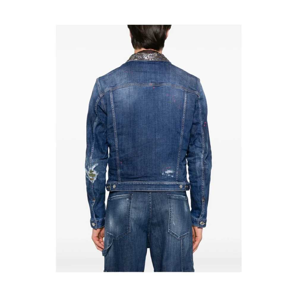Dsquared2 Indigo Blauwe Geknoopte Buitenkleding Jas Blue Heren