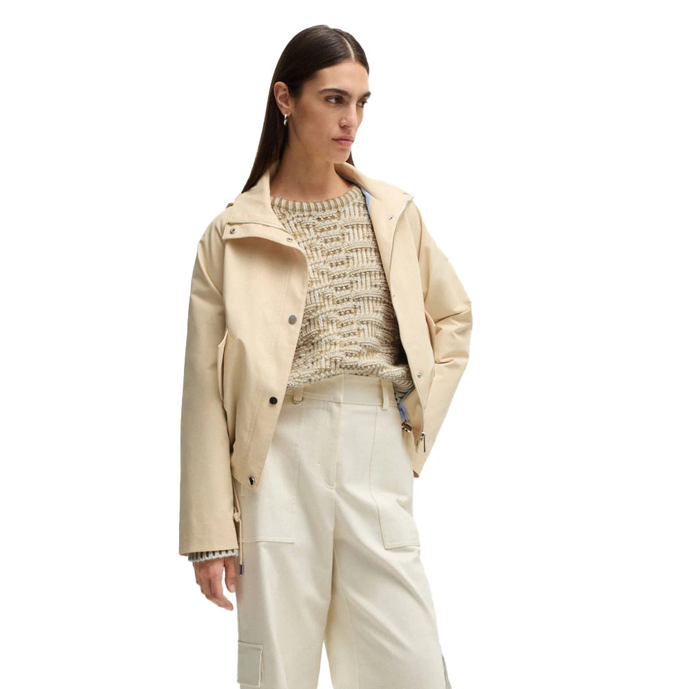 Hugo Boss Gestructureerde Cropped Sweater Wit White Dames
