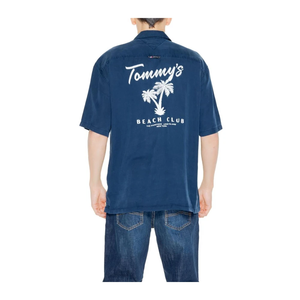 Tommy Jeans Korte Mouw Lyocell Shirt Blue Heren