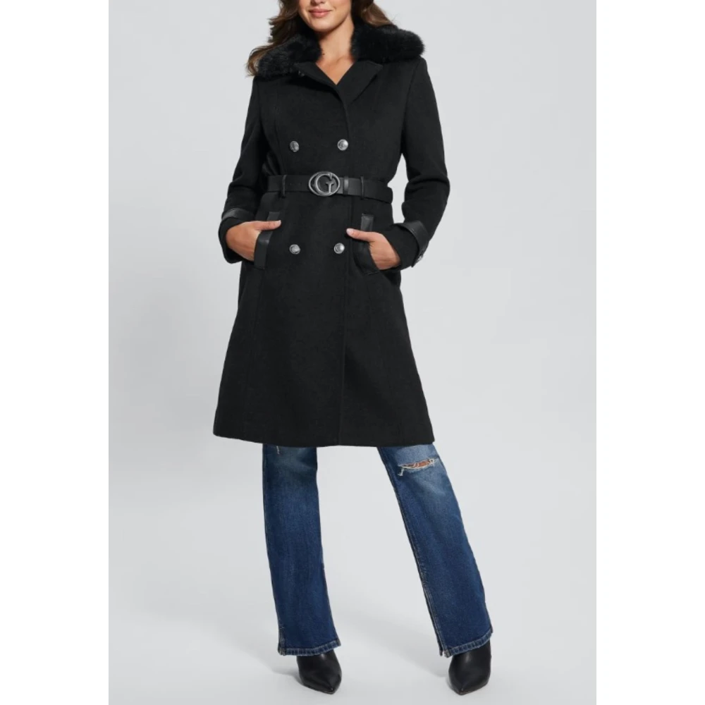 Guess Coat Logo Style Black Dames