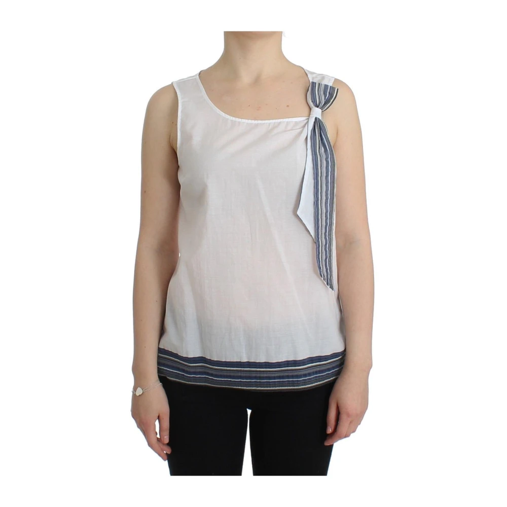 Ermanno Scervino White Blue Top Blouse Tank Shirt Sleeveless - IT46 - Image 2