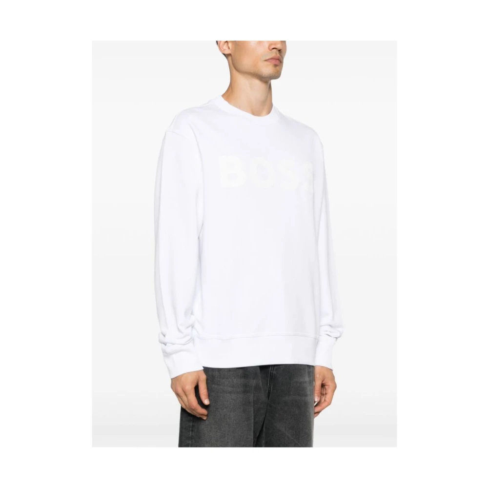 Hugo Boss Witte Katoenen Crew Neck Sweatshirt White Heren