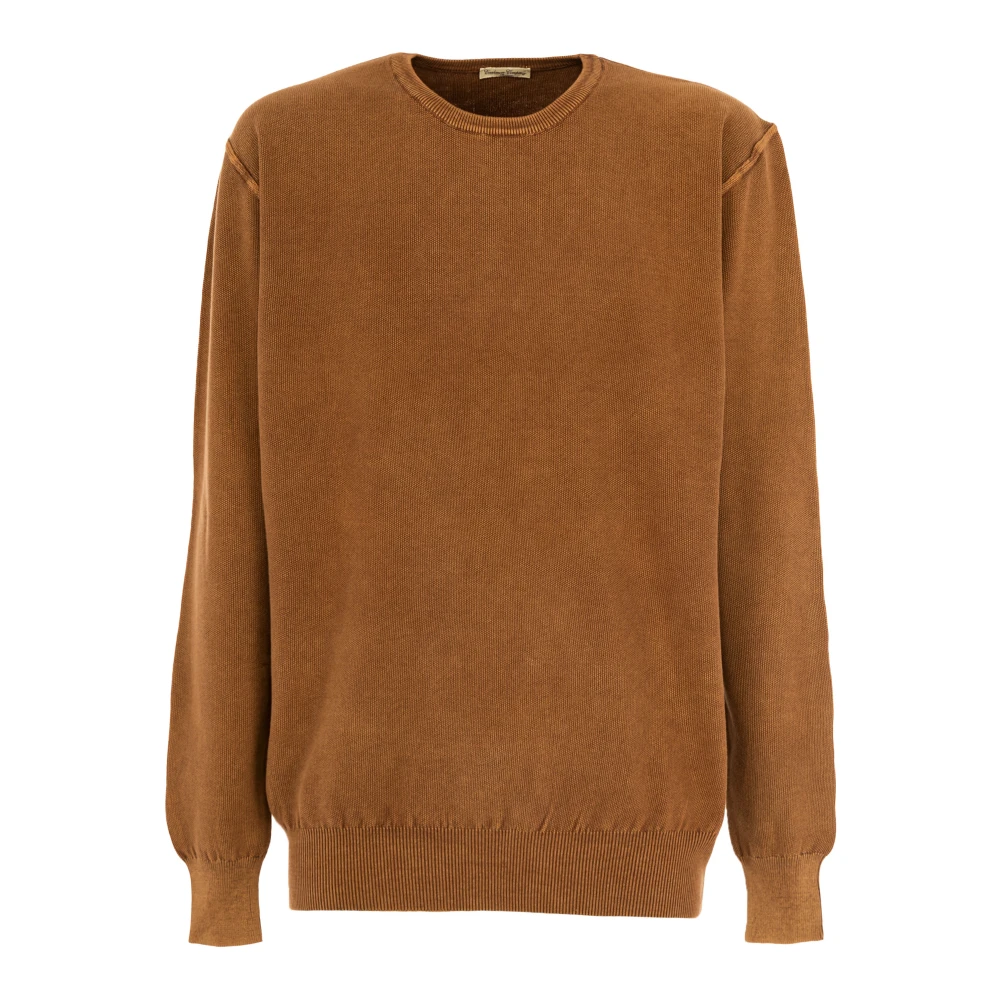 Cashmere Company Herr Rund Hals Tröja Brown, Herr