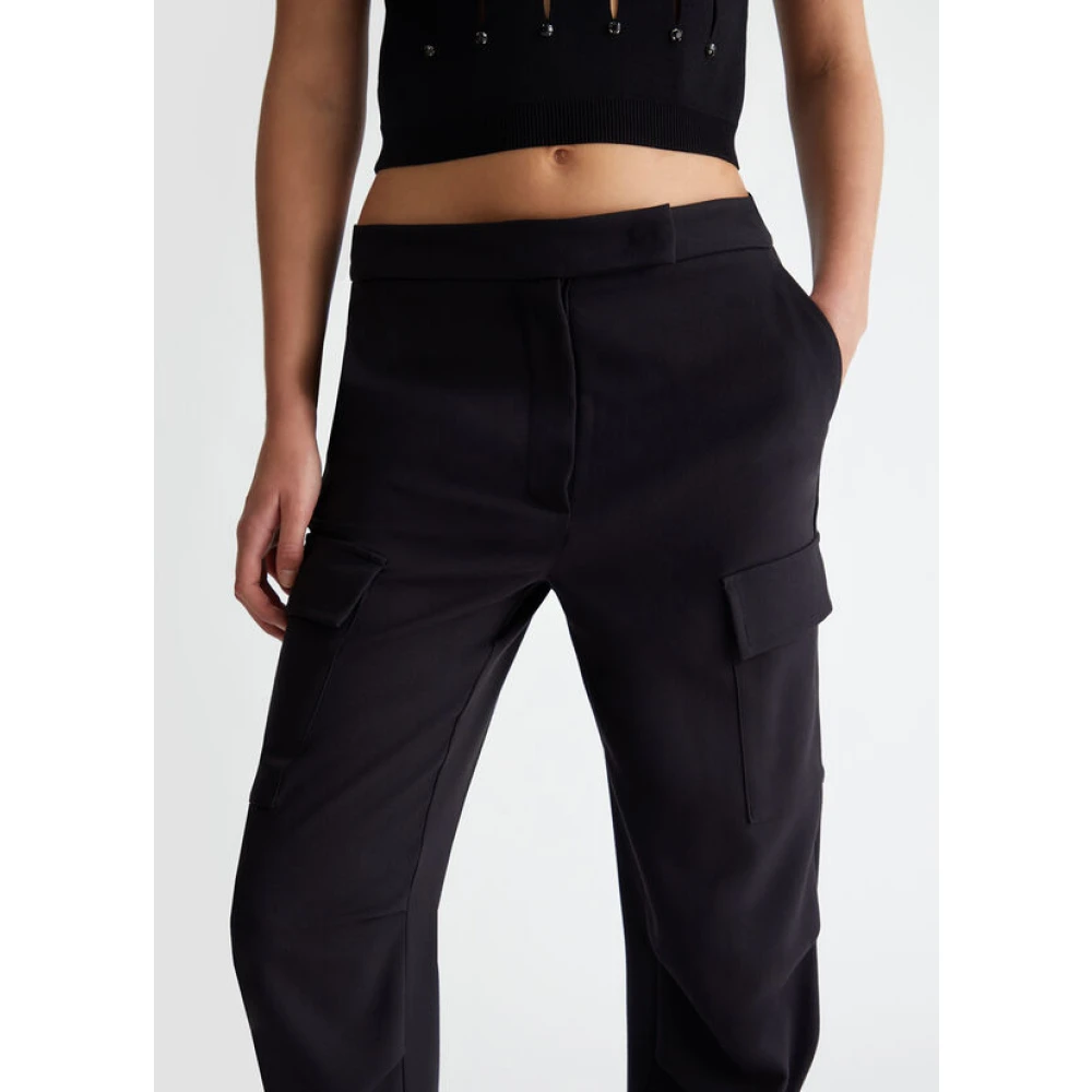 Liu Jo Zwarte Cropped Flanellen Broek Black Dames