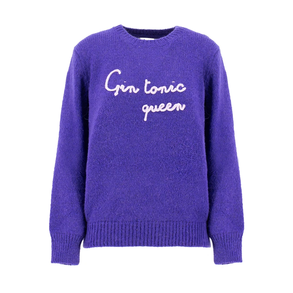 MC2 Saint Barth Zachte Sweater met Gin Tonic Queen Borduursel Purple Dames