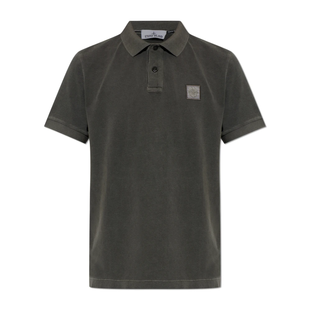 Stone Island Men's Brown Polo Shirts, Xl, Polo Shirt With Logo Patch