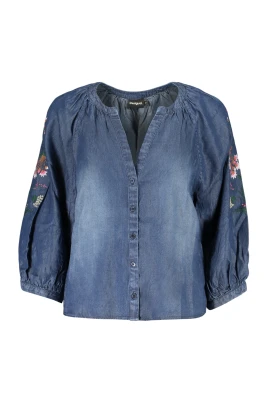 V-ringad denimblus