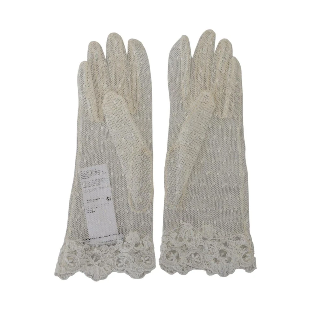 Dolce & Gabbana Luxe Logo Polslengte Handschoenen White Dames