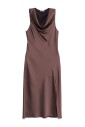 brown-side-slit-cowl-neck-dress