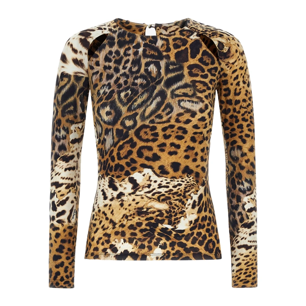 Roberto Cavalli Jaguar Skin Longsleeve Top Multicolor Dames