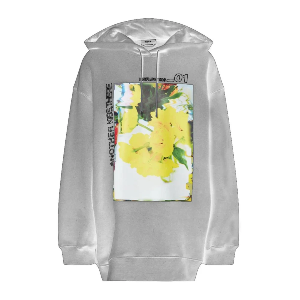 Msgm Grafische Logo Print Katoenen Hoodie Vrouwen Gray Dames