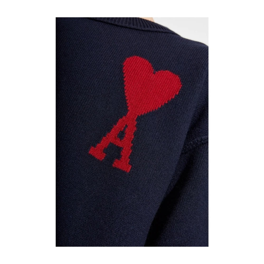 Ami Paris Blauwe Wollen Trui Blue Heren