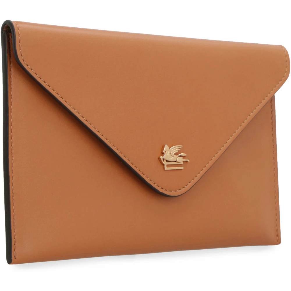 ETRO Platte leren etui met Pegaso-detail Brown Dames