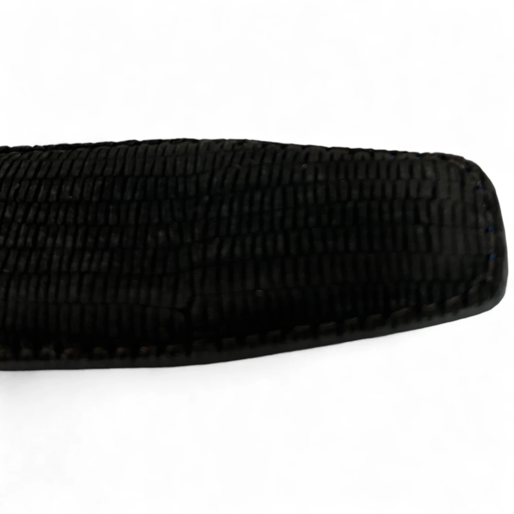 Van Bommel Heren Leren Riem met Reptielpatroon Black Heren