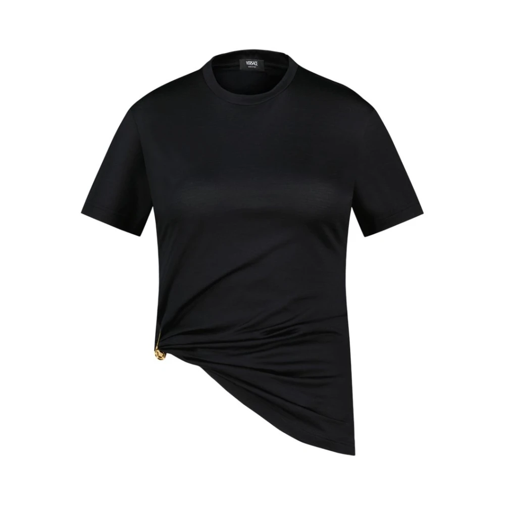 Versace Women's Black Cotton Logo T-Shirt - T-Shirts - M - Tops