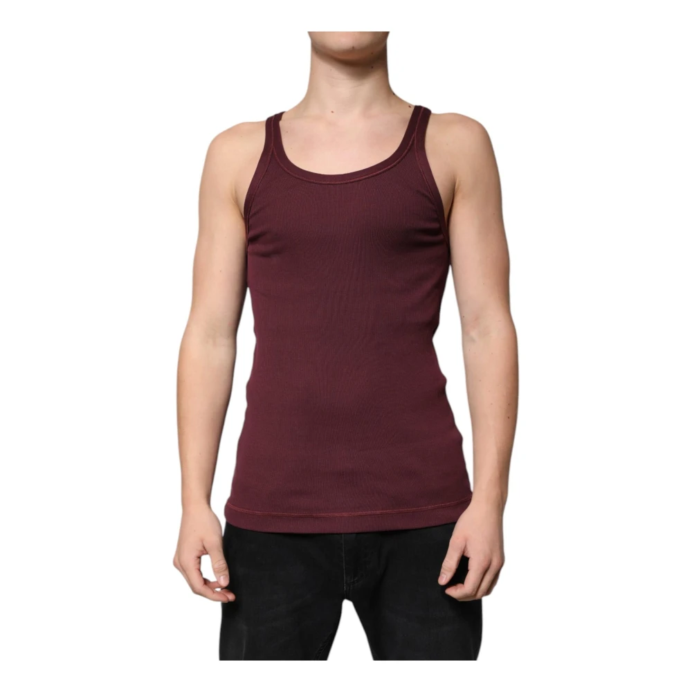 Dolce & Gabbana Bordeaux Katoenen Tanktop Brown Heren