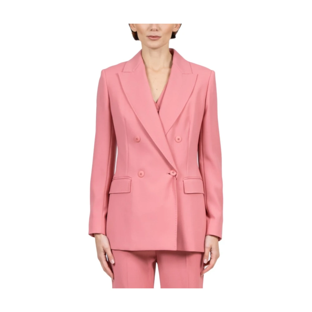 Max Mara Studio Dubbelbreasted wollen jas in Fard Pink Dames