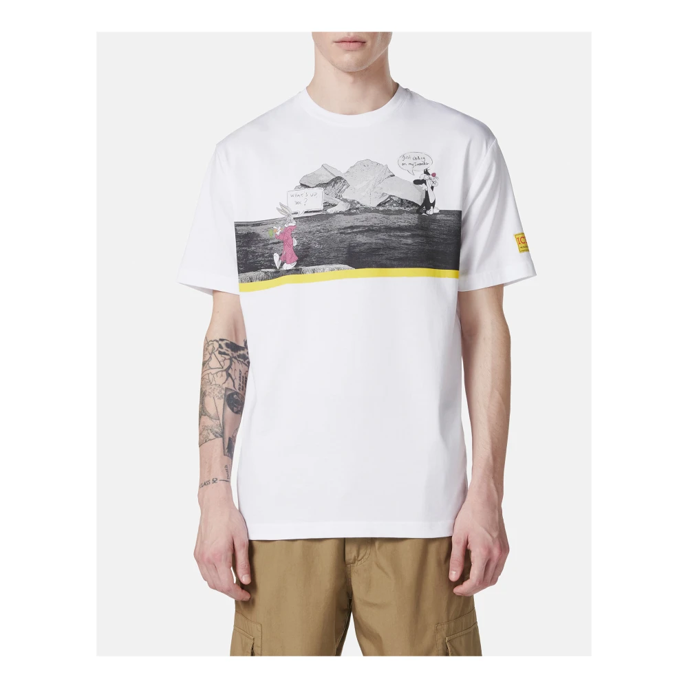 Iceberg Wit regular fit katoenen jersey T-shirt met logo White Heren