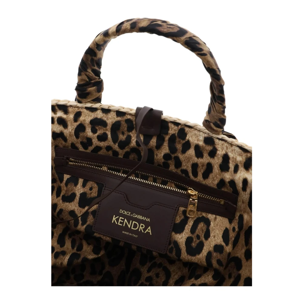 Dolce & Gabbana Kendra Tote Bag met Leo Print Handvatten Beige Dames
