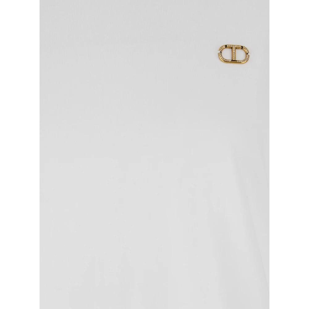 Twinset Wit T-shirt met metalen logoplaquette White Dames