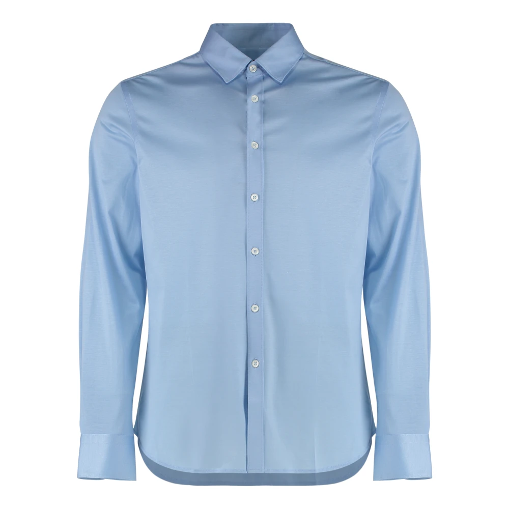 Canali Katoenen Shirt Knoopsluiting 100% Katoen Blue Heren