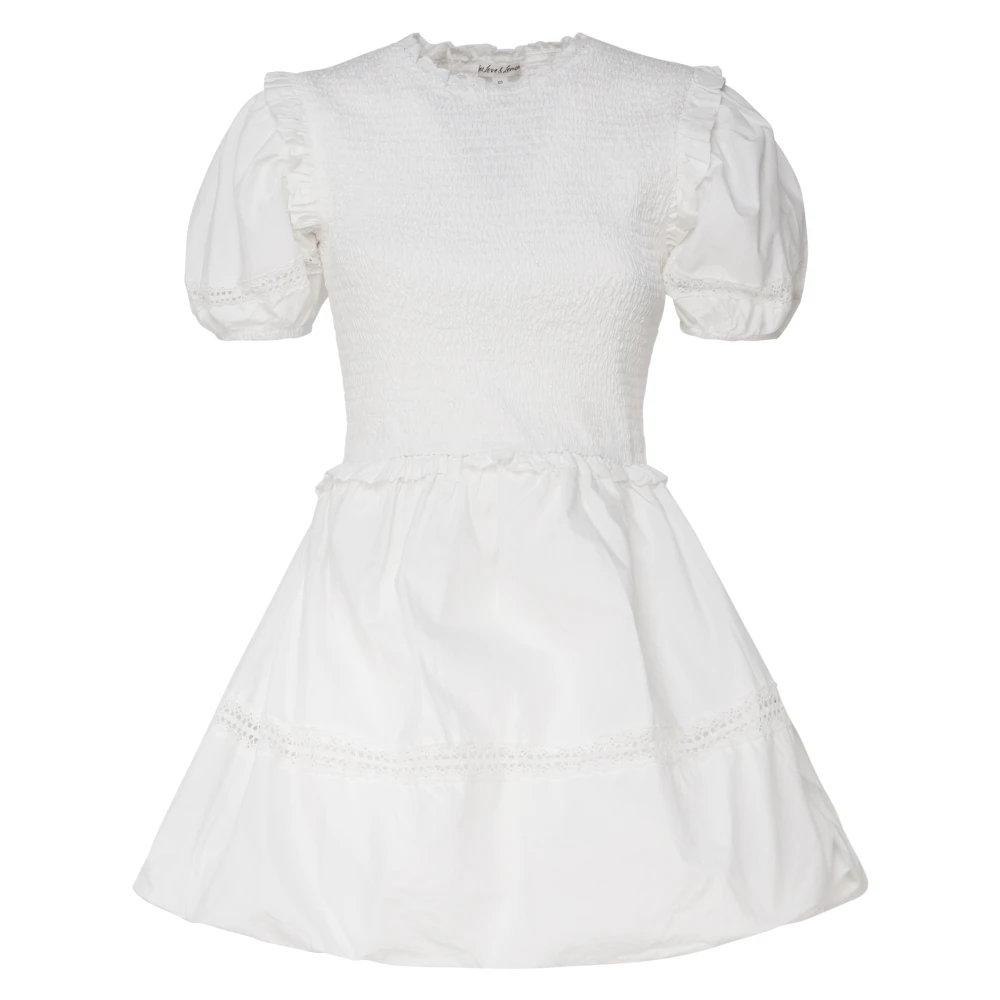 For Love & Lemons Zwarte Katoenen Mini Jurk Ballon Mouwen White Dames