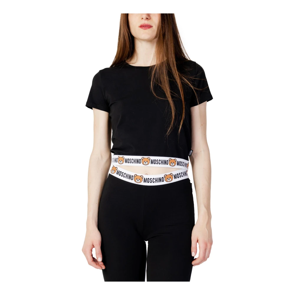Moschino Zwart effen T-shirt met korte mouwen Black Dames