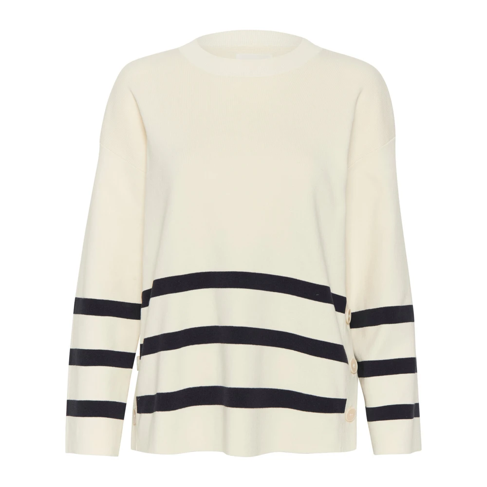 Part Two Gestreepte Gebreide Trui Emelypw Beige Dames