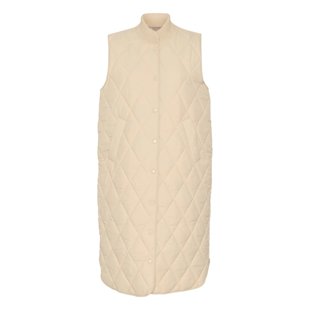 Kaffe Gewatteerd Vest Jack Veergrijs Beige Dames
